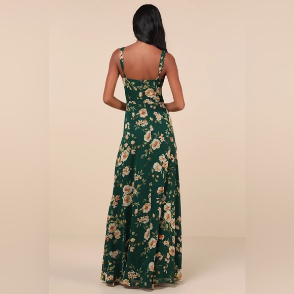 New Lulus Remarkable Arrival Emerald Green Floral Sleeveless Maxi Dress S, M - Picture 2 of 4